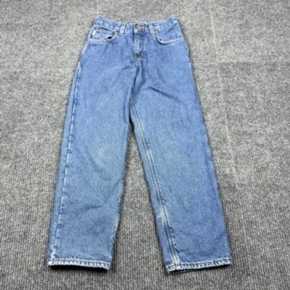 Carhartt Boys Fleece Lined Relaxed Fit Jeans Blue Denim Size 12 Regular YYB155
